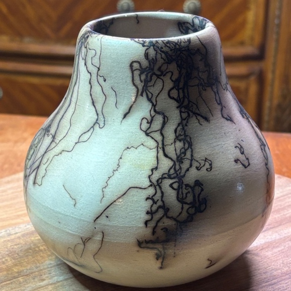 Vintage Southwestern horse hair pottery vase